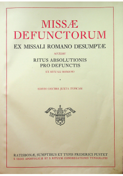 Missae Defunctorum ex Missali Romano Desumptae 1938 r.