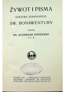 Żywot i pisma doktora Serafickiego 1915r