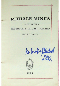 Rituale minus continens excerpta e rituali Romano pro Polonia