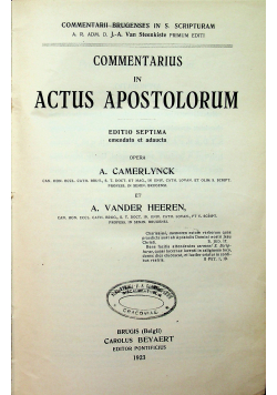Commentarius in Actus Apostolorum 1923 r.