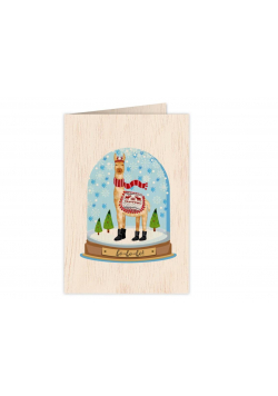 Karnet drewniany C6 + koperta Święta Lama