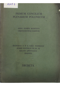 Primum Concilium Plenarium Polonicum  1937 r
