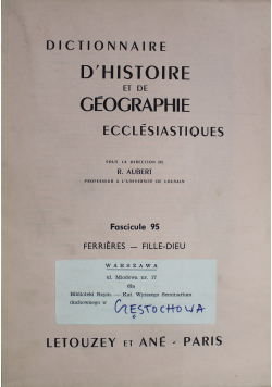 Dictionnaire d histoire et de geographie Fascicules 95