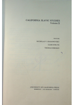 California Slavic Studies Volume X