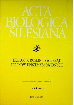 Acta Biologica Silesiana - Tom 36