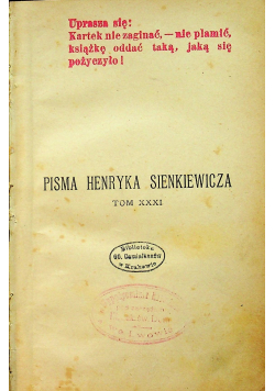 Pisma Henryka Sienkiewicza Tom XXXI  Qua Vadis Część II 1901 r.