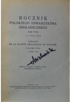 Rocznik polskiego towarzystwa geologicznego Tom XVIII 1946 r
