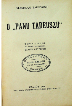 O panu Tadeuszu 1922 r.
