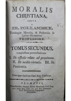 Moralis Christiana Tomus Secundus 1803 r.