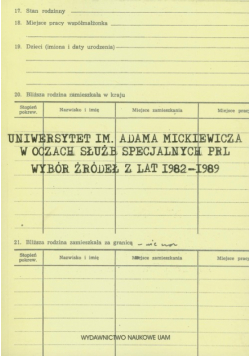 Uniwersytet im. Adama Mickiewicza w oczach służb specjalnych PRL