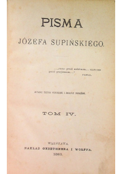 Pisma Józefa Supińskiego Tom IV, 1883 r.