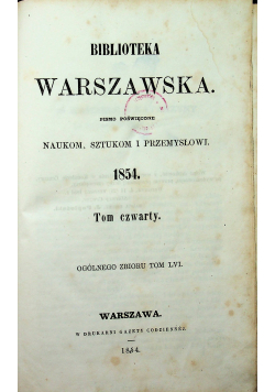 Biblioteka Warszawska Tom czwarty 1854 r.