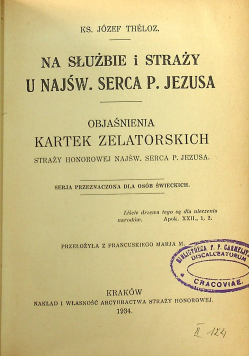 Na służbie i straży u Najświętszego Serca Pana Jezusa 1934 r