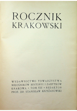 Rocznik krakowski Tom VIII 1906 r.