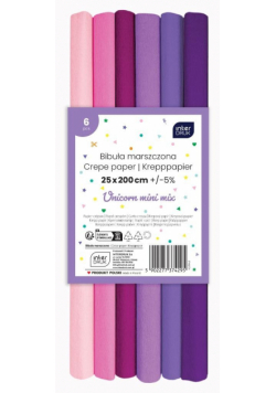 Bibuła marszczona Unicorn mini mix 6szt 200x25cm