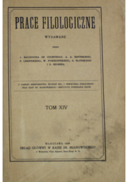 Prace Filologiczne Tom XIV 1929 r.