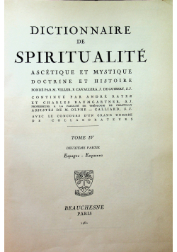 Dictionnaire de Spiritualite Tom IV