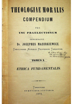 Theologiae moralis compedium tomus I 1875 r