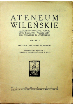 Ateneum Wileńskie Rocznik X 1935 r.