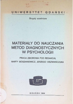 Materiały do nauczania metod diagnostycznych w psychologii