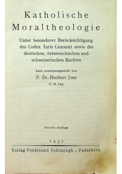 Katholische Moraltheologie 1937 r.