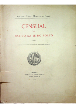 Censual do cabido da se do porto 1924 r
