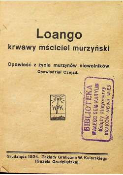 Loango krwawy mściciel murzyński 1924 r