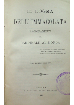 Il Dogma Dell Immacolata Ragionamenti 1880 r