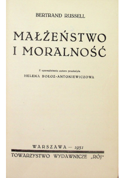 Małżeństwo i moralność 1931 r.