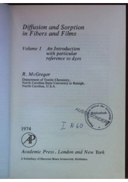 Diffusion and Sorption in Fibers and Films.