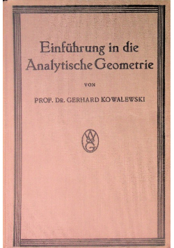 Einführung in die Analytische Geometrie
