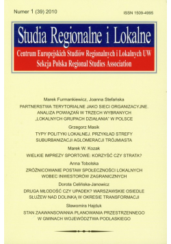 Studia Regionalne i Lokalne 1(39) 2010
