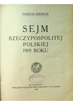Sejm Rzeczypospolitej Polskiej 1919 roku 1920 r.