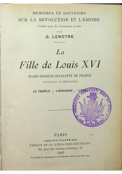 La Fille de Louis XVI 1927 r.
