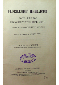 Florilegium Hebraicum  1912r.