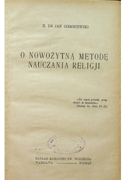 O nowożytną metodę nauczania religji 1919 r.