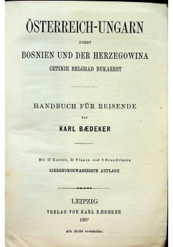 Österreich Ungarn Nebst Bosnien und der Herzegowina 1907 r.