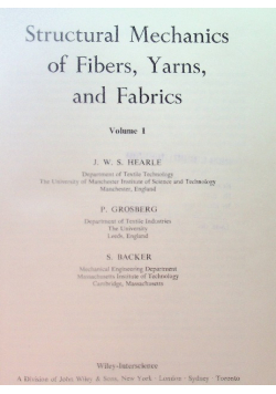 Structural Mechanics of Fibers, Yarns, and Fabrics Volume 1