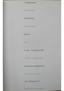 11 Międzynarodowe Triennale Tkaniny Łódź '04