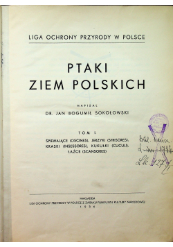 Ptaki ziem polskich Tom I 1936 r