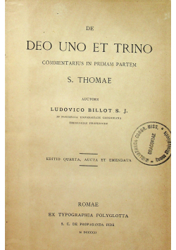 De Deo Uno Et Trino 1802 r
