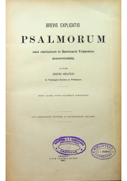 Psalmorum usui clericorum in Seminario Tridentino 1897 r.