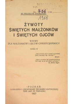 Żywoty świętych małżonków i świętych ojców, 1927 r.