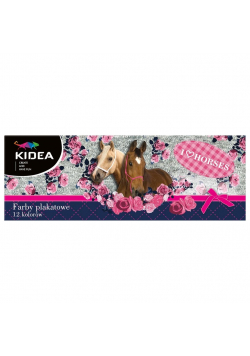 Farby plakatowe 12 kolorów Konie KIDEA