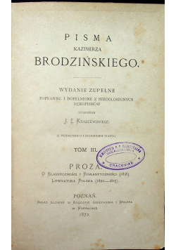 Proza klassyczności i romantyczności  literarura polska 1872 r