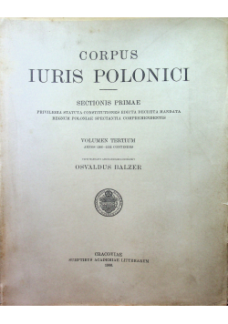 Corpus Iuris Polonici Tom III 1906 r.
