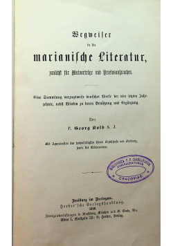 Wegweiser in die marianische Literatur 1888 r