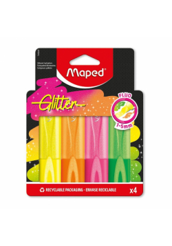 Zakreślacz Glitter Fluo brokatowy 4 kolory MAPED