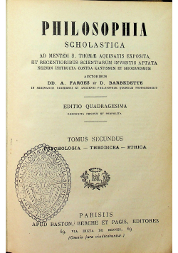 Philosophia Scholastica Tomus Secundus 1924 r
