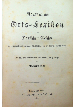 Neumanns Orts - Lerikon des Deutschen Reichs  1894 r.